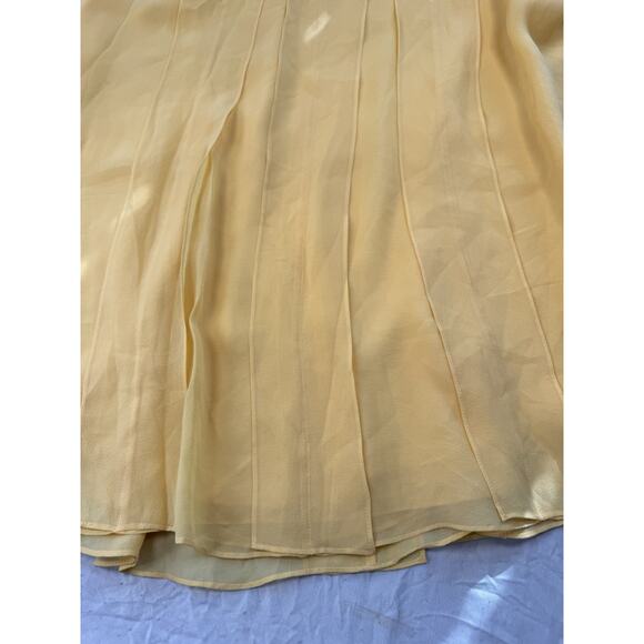TALBOTS Vintage 100% Pure Silk Sleeveless Pleated Dress Yellow Size 10  - Picture 7 of 16